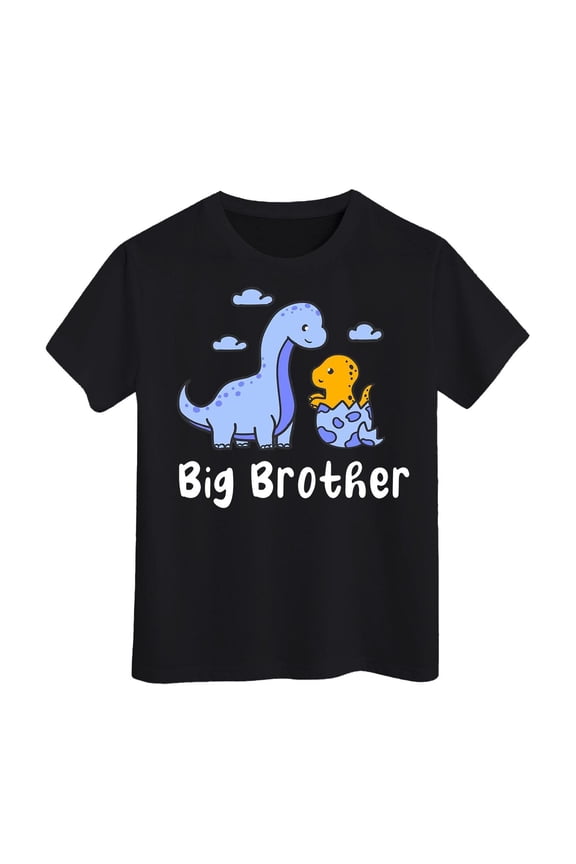 Big T-Shirt Tshirts Tee For Toddler Boys Big Bro T-Shirt Tshirts Tee Pregnancy Announcement Short Sleeve Clothes, Black, 3-4 Years