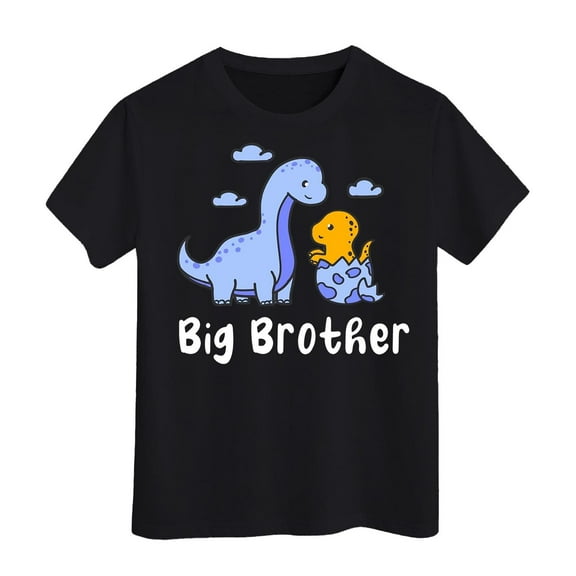 MEZZALL Big T-Shirt Tshirts Tee For Toddler Boys Big Bro T-Shirt Tshirts Tee Pregnancy Announcement Short Sleeve Clothes, Black, 6-7 Years