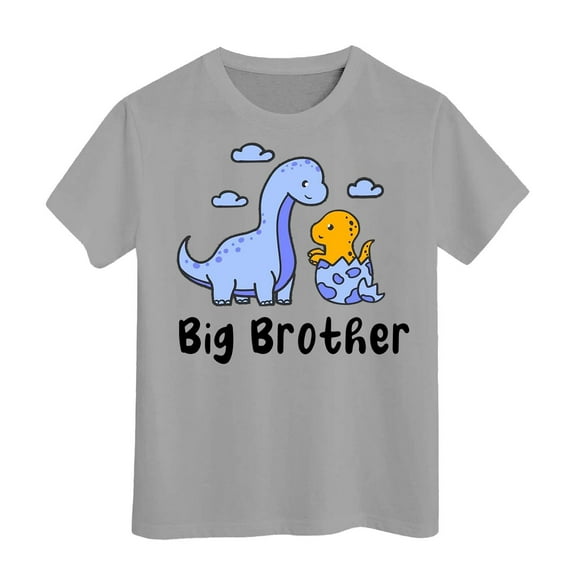MEZZALL Big T-Shirt Tshirts Tee For Toddler Boys Big Bro T-Shirt Tshirts Tee Pregnancy Announcement Short Sleeve Clothes, Grey, 3-4 Years