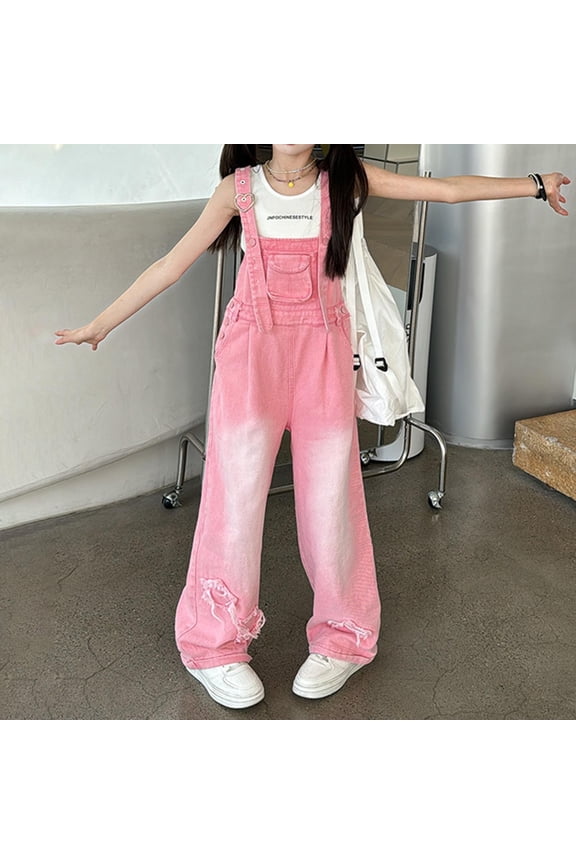 Bodysuits Stylish Denim Overalls Jumpsuit For Girls Fashion Fall Long Sleeve Romper One-Piece Square Collar Comfort Back To School Onesie