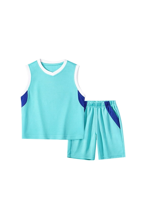 Boys Athletic Outfits Toddler Sports Sets Sleeveless Tops And Shorts Two Piece Comfortable Playwear For Daily Casual Active Wear Dailywear Trendy / 3-4 Years