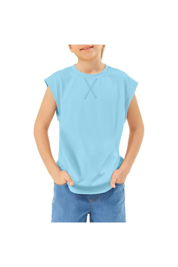 Boys Athletic Sleeveless T Shirts Kids Summer Casual Crewneck Tank Tops Tees Toddler Daily Wear Soft / 4-5 Years