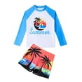 thumbnail image 1 of MEZZALL Boys Beach Style 2PCS Swimsuit Sets SwimwearLong Sleeve Tops & Swim Shorts With Palm Tree & SunSets Print Quick Dry Hawaii For Surfing Pool 7-8 Years Leisure Baby Wear, 1 of 6
