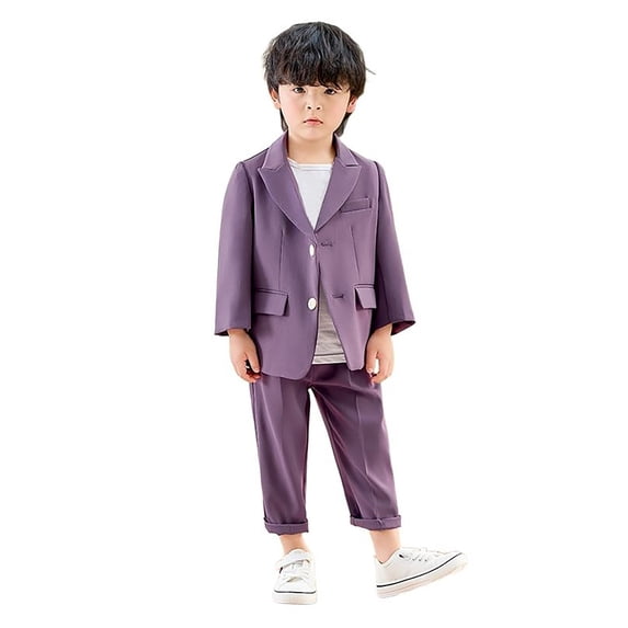 MEZZALL Boys Business Suits Coat 3PCS Outfits Sets Tuxedo Set For Kids Formal Blazers Suit For Boys With Pants Necklace Set Slim Leisure Toddler Baby Wear 3-4Y