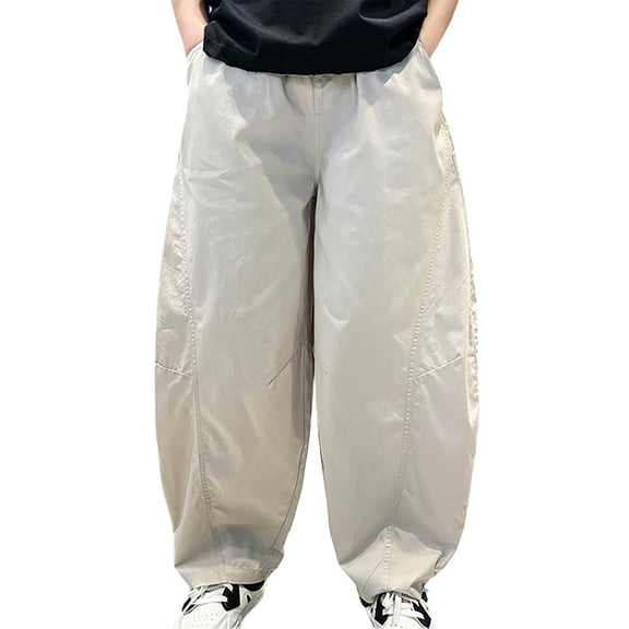 MEZZALL Boys Cargo Pants Fully Elastic Waist Trousers Solid Color Children Regular Fit Toddler Streetwear Lovely / 8-9 Years