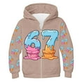 thumbnail image 1 of MEZZALL Boys Cartoon Number 67 Print Hooded Zip Up Jacket Long Sleeve Athletic Sweatshirt Outerwear Kids Breathable Tops Coats, 1 of 6