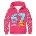 thumbnail image 1 of MEZZALL Boys Cartoon Number 67 Print Hooded Zip Up Jacket Long Sleeve Athletic Sweatshirt Outerwear Kids Leisure Tops Coats, 1 of 6