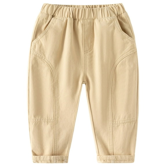 MEZZALL Boys Casual Pants Comfortable Everyday Wear Solid Color Long Trousers For Kids Trendy Children Bottoms Soft Breathable Fabric Toddler Dailywear Boho / 1-2 Years