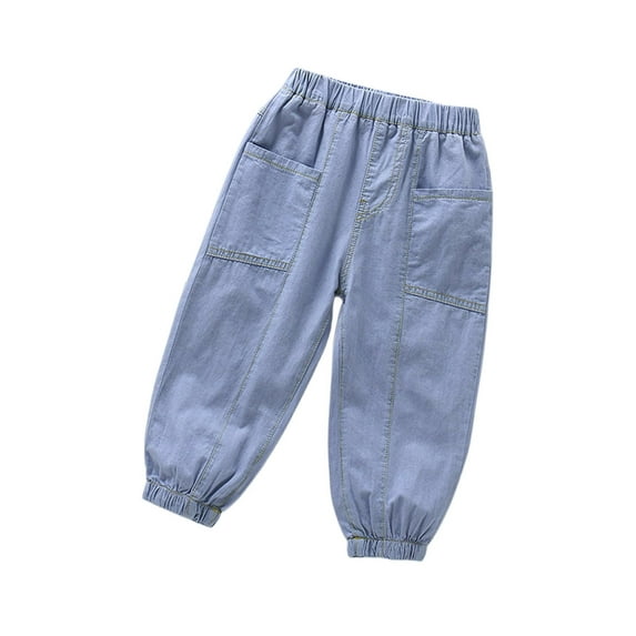 MEZZALL Boys Casual Pants For Toddler Kids Lightweight Elastic Waist Solid Color Comfortable Everyday Wear Summer Loose Fit Solid Color Long Trousers Age 2-12 Streetwear Soft / 4-5 Years
