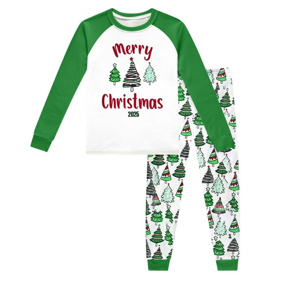 MEZZALL Boys Christmas Pajama Sets Long Sleeve Tops And Pants Cute Holiday Printed Kids Sleepwear Soft Comfortable Pjs For Toddler Children Relaxed Fit Dailywear