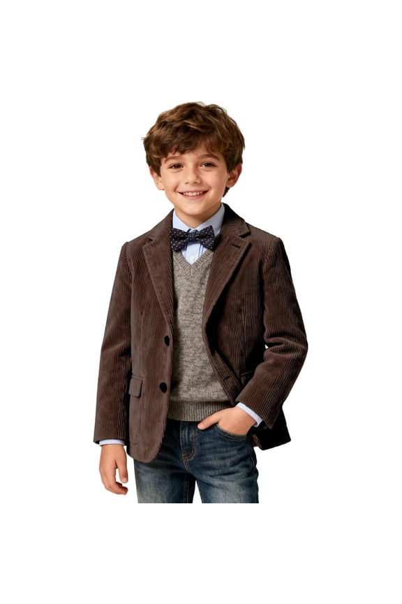 Boys Corduroy Formal Jacket Kids Spring Autumn Casual Corduroy Suit Jacket Boys Sport Coats Three Button Comfort Long Sleeve Outerwear Tops