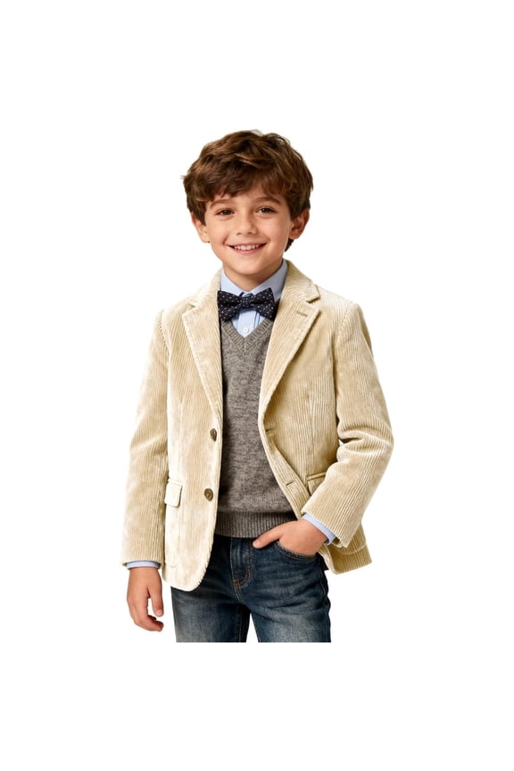 Boys Corduroy Formal Jacket Kids Spring Autumn Casual Corduroy Suit Jacket Boys Sport Coats Three Button Holiday Long Sleeve Outerwear Tops