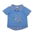 thumbnail image 1 of MEZZALL Boys Cute Print Embroidery Lapel Plaid Two Tops T-Shirt Tshirts Breathable Dailywear, Blue, 0-6 Months, 1 of 7