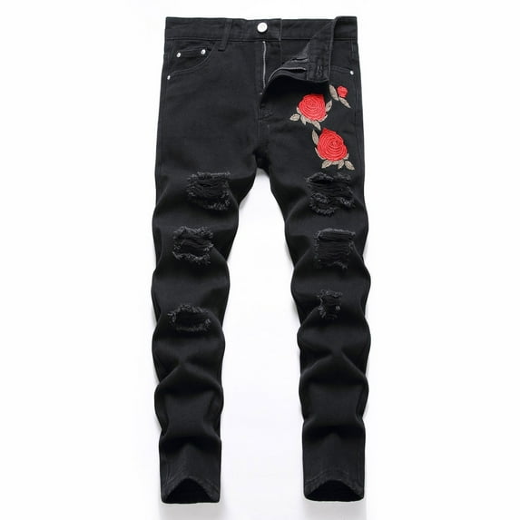 MEZZALL Boys Distressed Jeans High Street Fashion Casual Long Pants Kids Comfortable Stretch Denim Trousers Spring Autumn Comfort Toddler Solid Color Athletic Simple Slacks