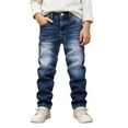 thumbnail image 1 of MEZZALL Boys Distressed Jeans High Street Fashion Casual Long Pants Kids Comfortable Stretch Denim Trousers Spring Autumn Leisure Toddler Solid Color Athletic Simple Slacks, 1 of 9
