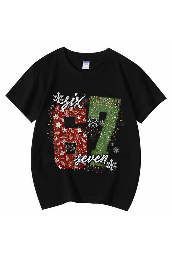 Boys Girls Casual Short Sleeved T-Shirts Number 67 Printed Tee O-Neck Tops Boho Streetwear