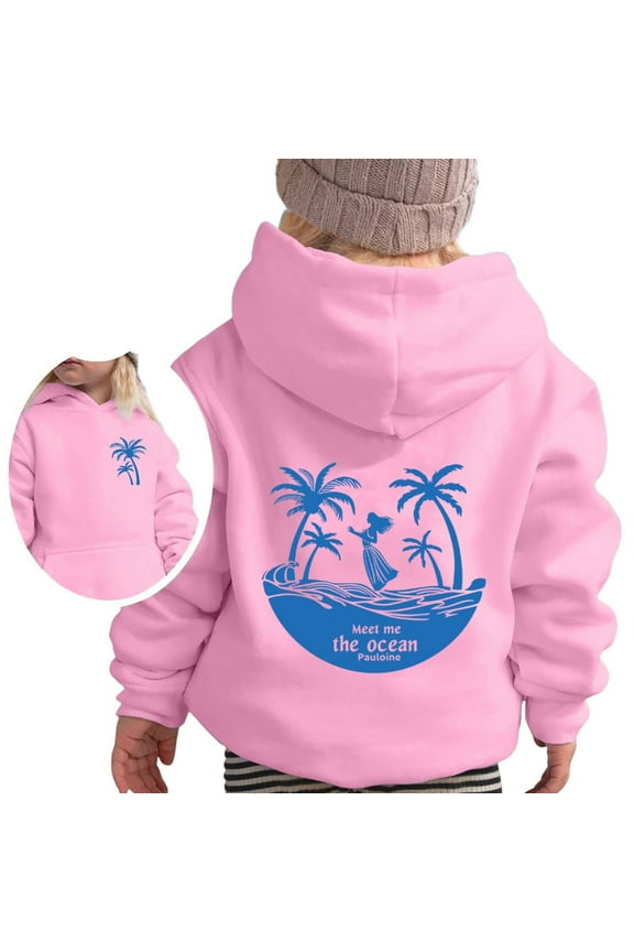 Boys & Girls Fashion Palm Tree Print Hoodie - Soft & Fun Pullover with Front and Back Graphics 3-14 Years