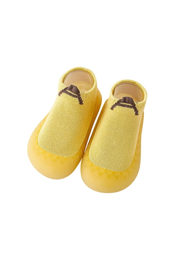 Boys Girls Socks Shoes Warm Floor Socks Non- Prewalker Shoes Versatile Footwear, Yellow, 6-9 Months