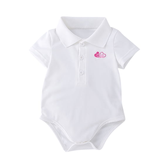 MEZZALL Boys Girls Summer Casual Short Sleeve Gentlemen Embroider Romper Bodysuits Cute Dailywear, White, 12-18 Months