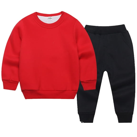 MEZZALL Boys Girls Sweatsuit Outfit Kid Solid Crewneck Sweatshirt Sweatpant 2Pcs Set Fall Winter Clothes 2-8 Years