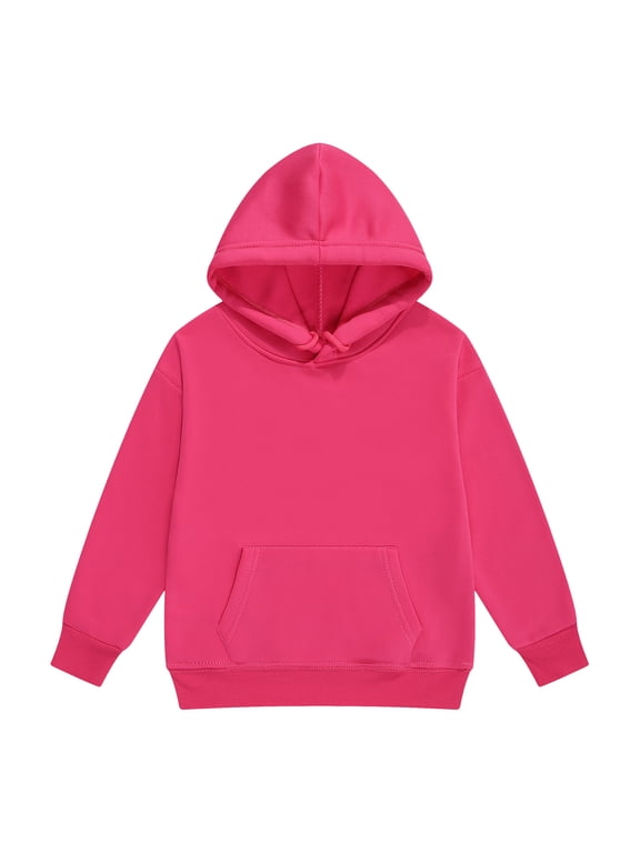 Boys Girls Toddler Sweatshirt Hoodie Pullover Tops Stylish Dailywear, Hot Pink, 3-4 Years