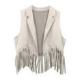 thumbnail image 1 of MEZZALL Boys Girls Western Cowboy Cow Girl Outfits Open Front Fringe Vest Party Dress Up Tassel Fringe Waist Coat Tops Toddler Dailywear Boho / 11-12 Years, 1 of 3