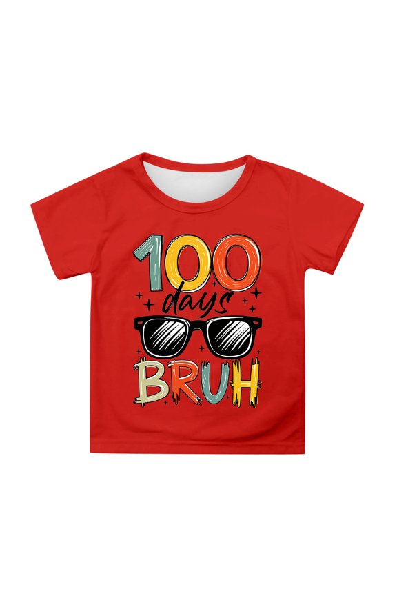 Boys Graphic Short Sleeve T-Shirt Casual Crewneck Tee For Kids Back To School Comfortable Loose Fit Tops Holiday Toddler Blouses Clothing