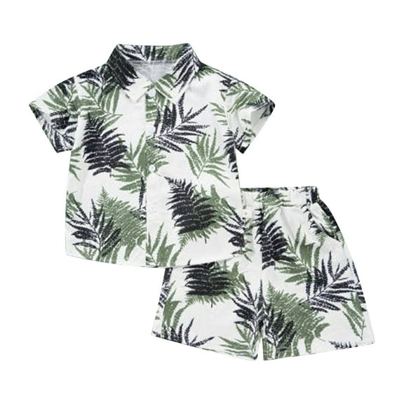MEZZALL Boys Hawaii Outfit 2Pcs Set Summer Beach Button Down Shirt Tops   Shorts For Kids Clothes Sets Lovely Toddler Wear