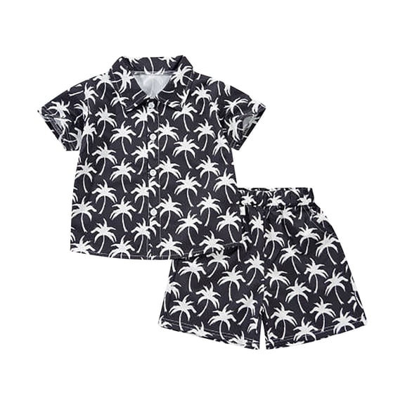 MEZZALL Boys Hawaii Outfit 2Pcs Set Summer Beach Button Down Shirt Tops   Shorts For Kids Clothes Sets Trendy Toddler Wear