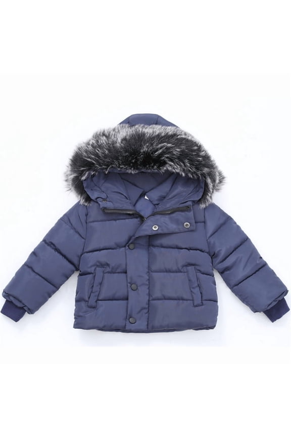 Boys Down Jacket Winter Warm Insulated Coat With Soft Trim Hood Kids Youth Outdoor Cold Weather Long Sleeve Outerwear Solid Color Coats Boho Child Streetwear