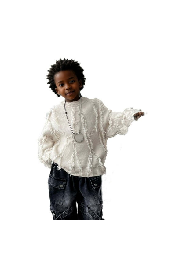 Boys Knit Sweater Fall Winter Casual Comfortable Soft Crewneck Tops For Kids Loose Fit Warm Cozy Blouse Trendy Toddler Blouses Clothing
