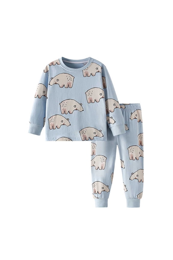 Boys Outfits Set Winter Bear Print Long Sleeve Shirt And Pants Toddler Kids Two Piece Outfits For Casual Wear And Outdoor Activities Fashionable Clothing