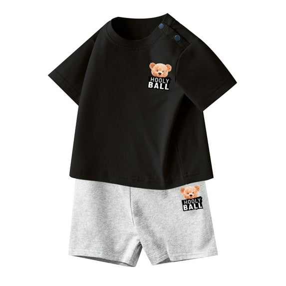 MEZZALL Boys Outfits Sets Casual O-Neck Short Sleeve Tops And Shorts Two Piece Playwear Comfortable Summer Clothes For Toddler Kids Infants Dailywear Boho / 12-24 Months