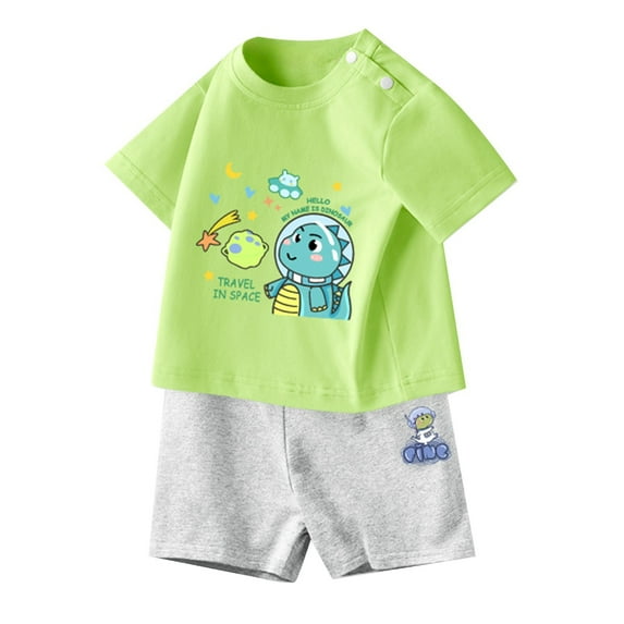 MEZZALL Boys Outfits Sets Casual O-Neck Short Sleeve Tops And Shorts Two Piece Playwear Comfortable Summer Clothes For Toddler Kids Dailywear Breathable / 5-6 Years
