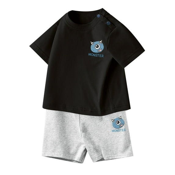 MEZZALL Boys Outfits Sets Casual O-Neck Short Sleeve Tops And Shorts Two Piece Playwear Comfortable Summer Clothes For Toddler Kids Infants Dailywear Leisure / 6-7 Years