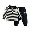 thumbnail image 1 of MEZZALL Boys Outfits Sets Fall Striped Shirt And Pants Outfits With Bear Embroidery For Toddler Kids Comfortable Casual Wear Cute Cartoon Clothing, 1 of 9