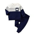 thumbnail image 1 of MEZZALL Boys Outfits Sets Winter Knit Striped Long Sleeve Sweater And Pants Two Piece Sets Kids Comfortable Casual Wear Holiday Dailywear, 1 of 8