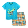 thumbnail image 1 of MEZZALL Boys Outfits For Summer Casual Kids' Short Sleeve T-Shirt With Dinosaur Print And Checkered Shorts Sets For Outdoor Play And Everyday Wear For Ages 1 7 2-3 Years Classic Kids Wear, 1 of 8