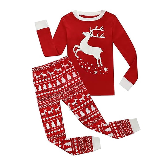 MEZZALL Boys Pajamas Sets Christmas Holiday Elk Themed Sleepwear For Kids Cozy Loungewear With Festive Print Crew Neck Long Sleeve Tops And Pants Holiday Nightwear