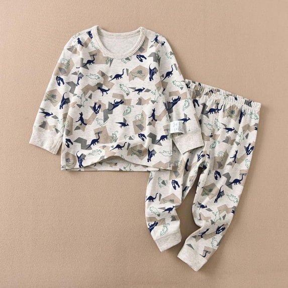MEZZALL Boys Pajamas Sets Comfortable Cartoon Print Loungewear Toddlers Soft Sleepwear Crew Neck Long Sleeve Tops And Pants Two Piece Pajamas Sets For Children Cozy Nightwear Soft Homewear