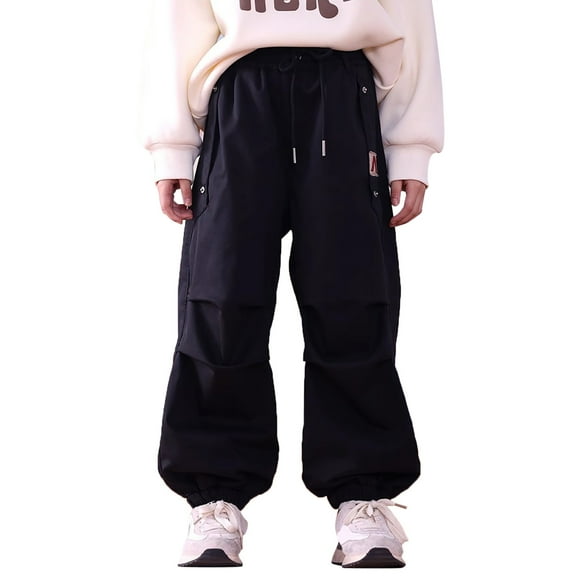 MEZZALL Boys Pants Drawstring Elastic Sweatpants Active Joggers Warm Trousers For Kids Trendy Toddler Dailywear, Black, 11-12 Years