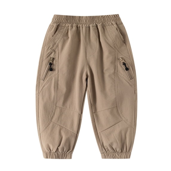 MEZZALL Boys Pants Elastic Waist Solid Color Comfortable Outdoor Sports Trousers For Active Kids Durable Playground Casual Long Pants Toddler Streetwear Fashionable / 6-7 Years