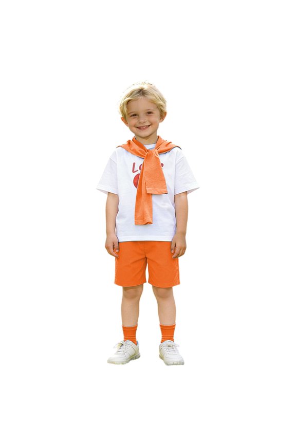 Boys Performance Outfit Sets Colorful Cheerleader O-Neck Tee Shorts Kindergarten Graduation Photo School Play Party Versatile Kids Outfit Sets Everyday Wear