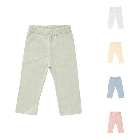 MEZZALL Boys Ribbed Long Pants Elastic Waist Casual Solid Color Baby Leggings Toddler Blend Bottoms, 12-18 Months