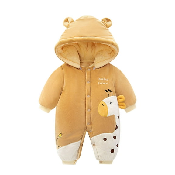 MEZZALL Boys Romper Jumpsuit For Toddler Warm Hooded Outfits For Everyday Cartoon Stylish Comfortable Winter Clothing For Little Ones Soft Clothing
