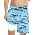 thumbnail image 1 of MEZZALL Boys Shark Printed Swimming Shorts With Lace Up High Waisted Loose Casual Swim Trunks Summer Beach Vacation Pool 10-12 Years Versatile Baby Wear, 1 of 5