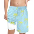 thumbnail image 1 of MEZZALL Boys Shark Printed Swimming Shorts With Lace Up High Waisted Loose Casual Swim Trunks Summer Beach Vacation Pool 5-6 Years Breathable Kids Wear, 1 of 5