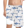 thumbnail image 1 of MEZZALL Boys Shark Printed Swimming Shorts With Lace Up High Waisted Loose Casual Swim Trunks Summer Beach Vacation Pool 5-6 Years Breathable Kids Wear, 1 of 5