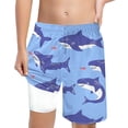 thumbnail image 1 of MEZZALL Boys Shark Printed Swimming Shorts With Lace Up High Waisted Loose Casual Swim Trunks Summer Beach Vacation Pool 10-12 Years Soft Baby Wear, 1 of 5