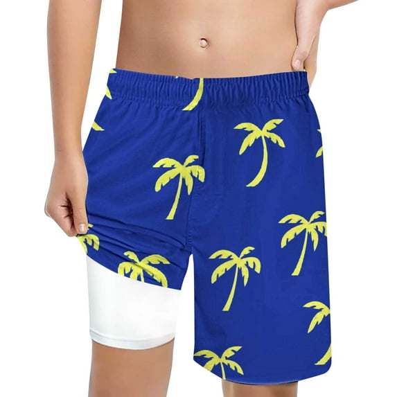 MEZZALL Boys Shark Printed Swimming Shorts With Lace Up High Waisted Loose Casual Swim Trunks Summer Beach Vacation Pool 5-6 Years Classic Kids Wear